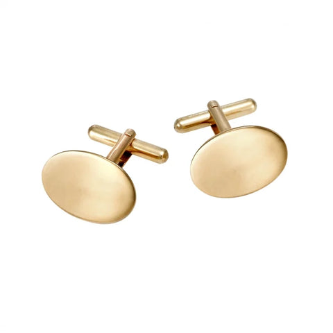 9ct Yellow Gold Plain Oval Cufflinks