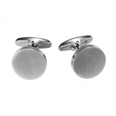 Brushed Round Stainless Steel Cufflinks