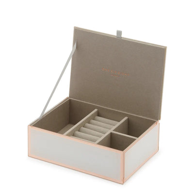 Sara White and Rose Gold Medium Jewellery Box