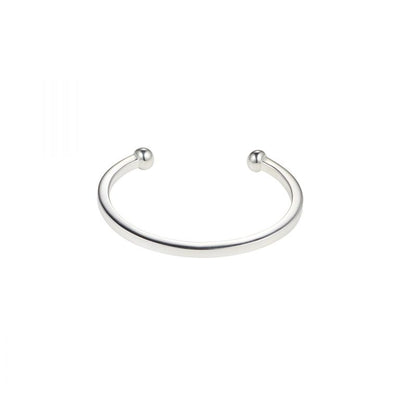 Rhodium Plated Thin Sterling Silver Ball End Cuff