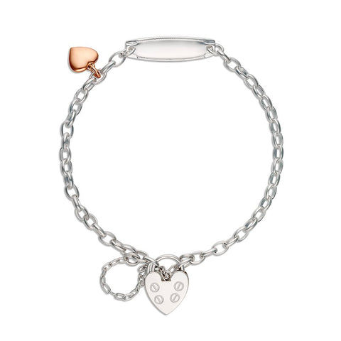 Brooklyn ID Bracelet with Rose Gold Heart Charm