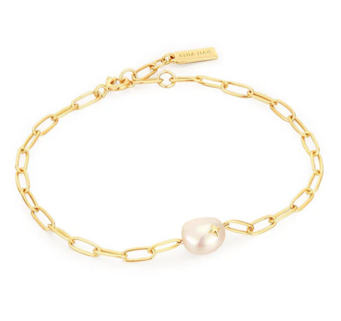 Gold Pearl Sparkle Chunky Chain Bracelet