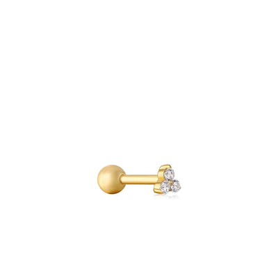 Gold Trio Sparkle Barbell Single Earring