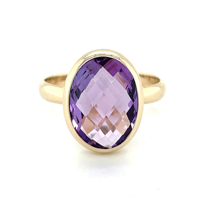Amethyst Oval Checkerboard ring
