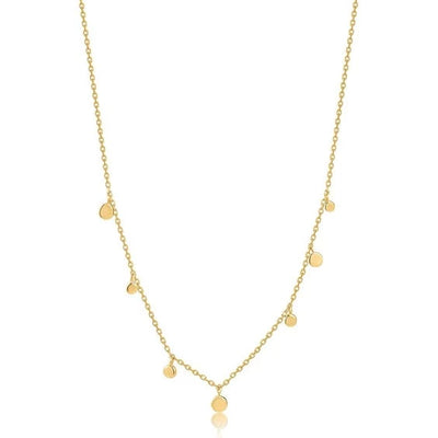 Yellow Gold Mixed Disc Necklace