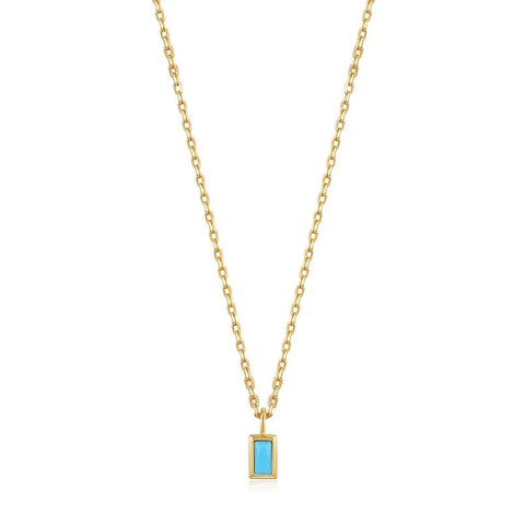 Turquoise Drop Pendant Gold Necklace