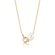 Gold Pearl Link Chain Necklace
