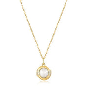 Gold Pearl Sphere Pendant Necklace