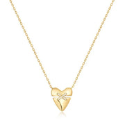 Gold Heart Kiss Pave Necklace