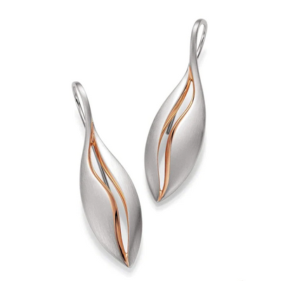 Breuning Two tone Leaf Drop Earrings