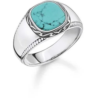 Rebel Textured Turquoise Signet Ring
