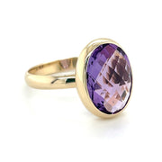 Amethyst Oval Checkerboard ring