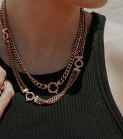 Solid 9ct Rose Gold Double Heavy Curb Necklace
