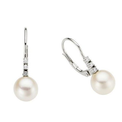 White Gold Pearl and Diamond Hooks