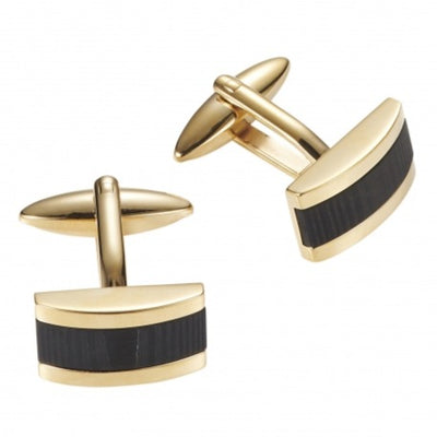 Carbon Fibre Gold Plated Stainless Steel Cufflinks