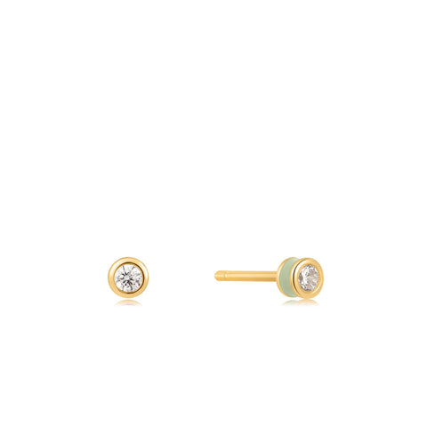 Enamel Gold Stud Earrings