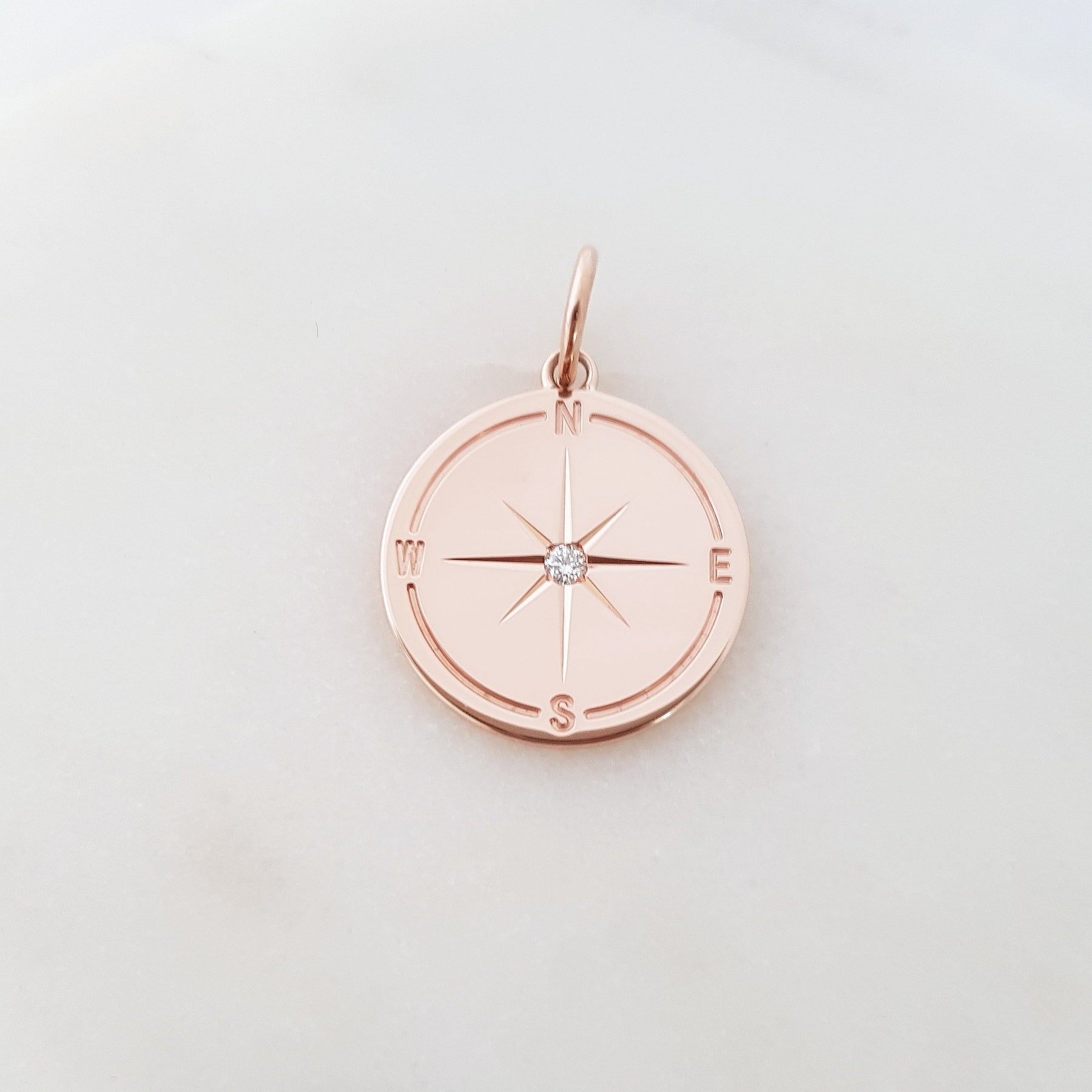 White gold deals compass pendant