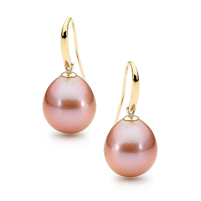 9ct Pink Edison Pearl Hooks