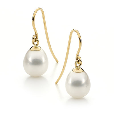 9ct Yellow Gold Freshwater Pearl Drops