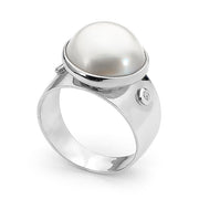 Sterling Silver Mabe Pearl and Cubic Zirconia Ring