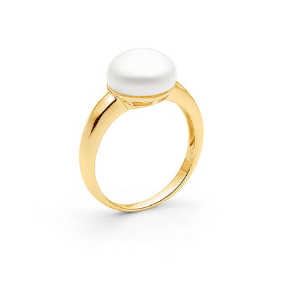 9ct Button Pearl Ring