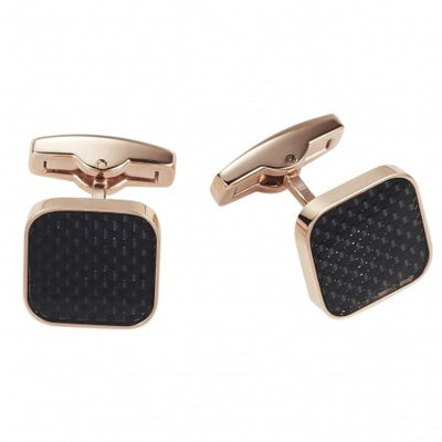 Rose and Carbon Fibre Stainless Steel Cufflinks