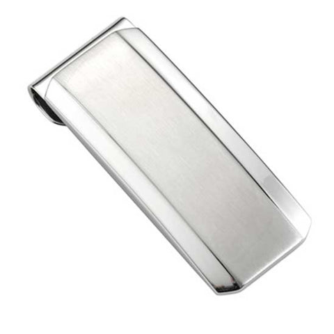 Brush and Polish Finish stainless Steel Money Clip